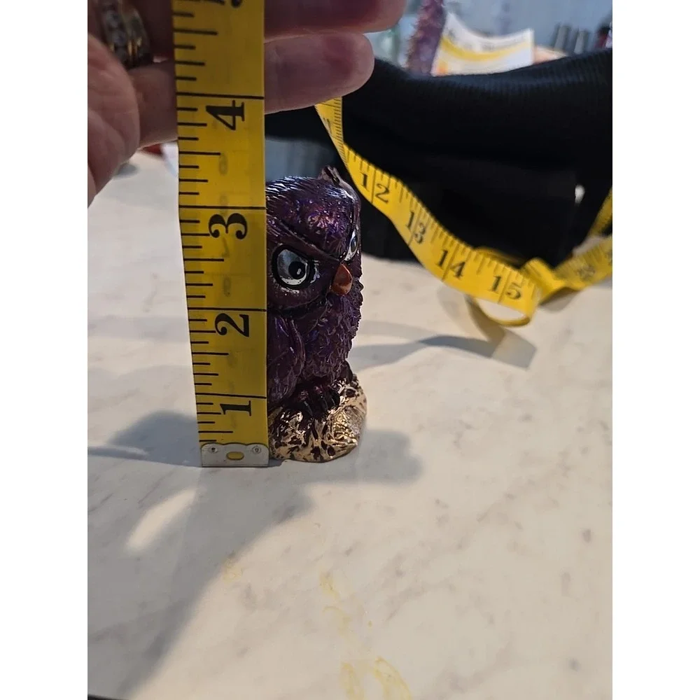 Handmade Resin Metallic Purple Owl Gold Decoration Gift 661
